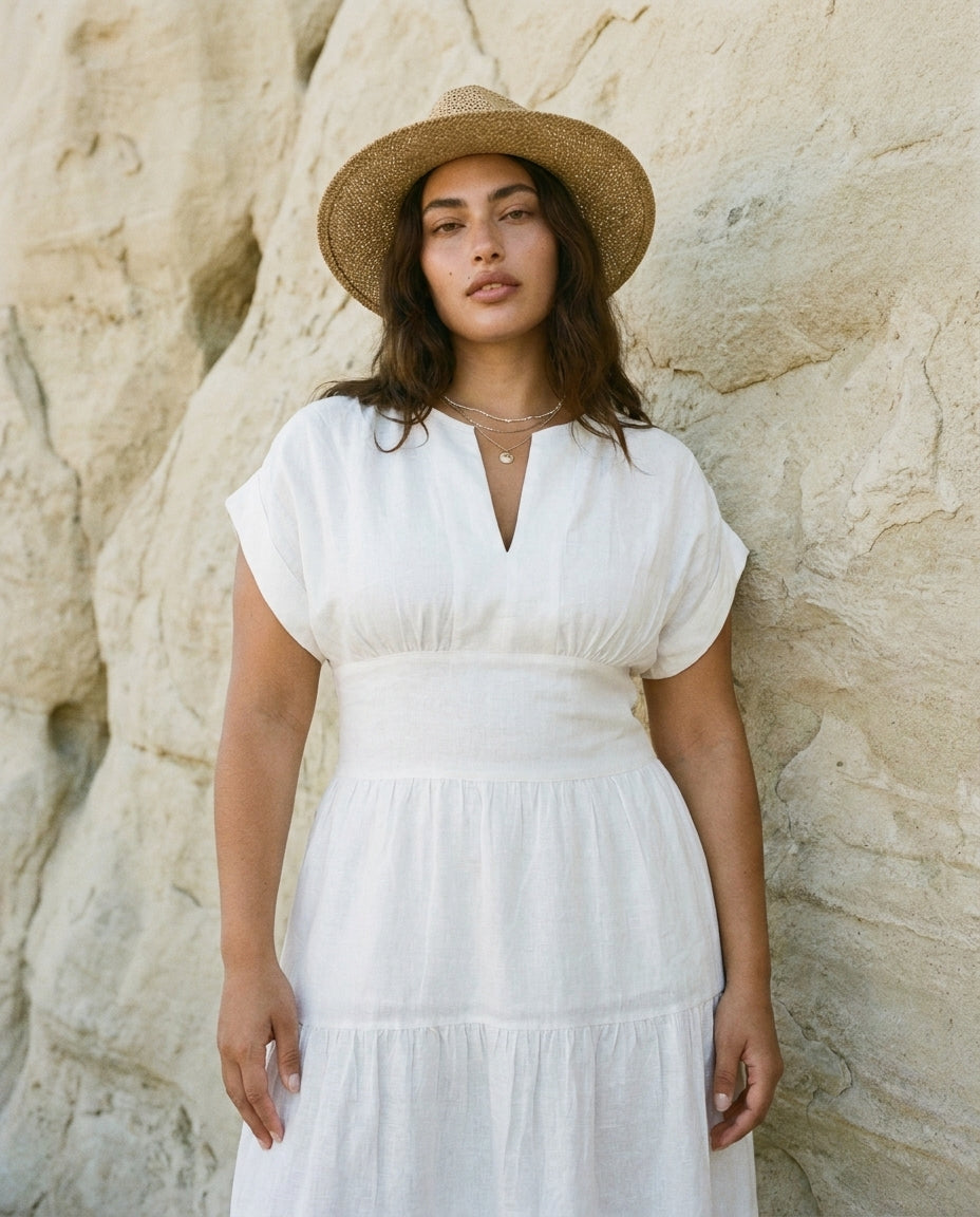 Sammy Dress White (Pockets)