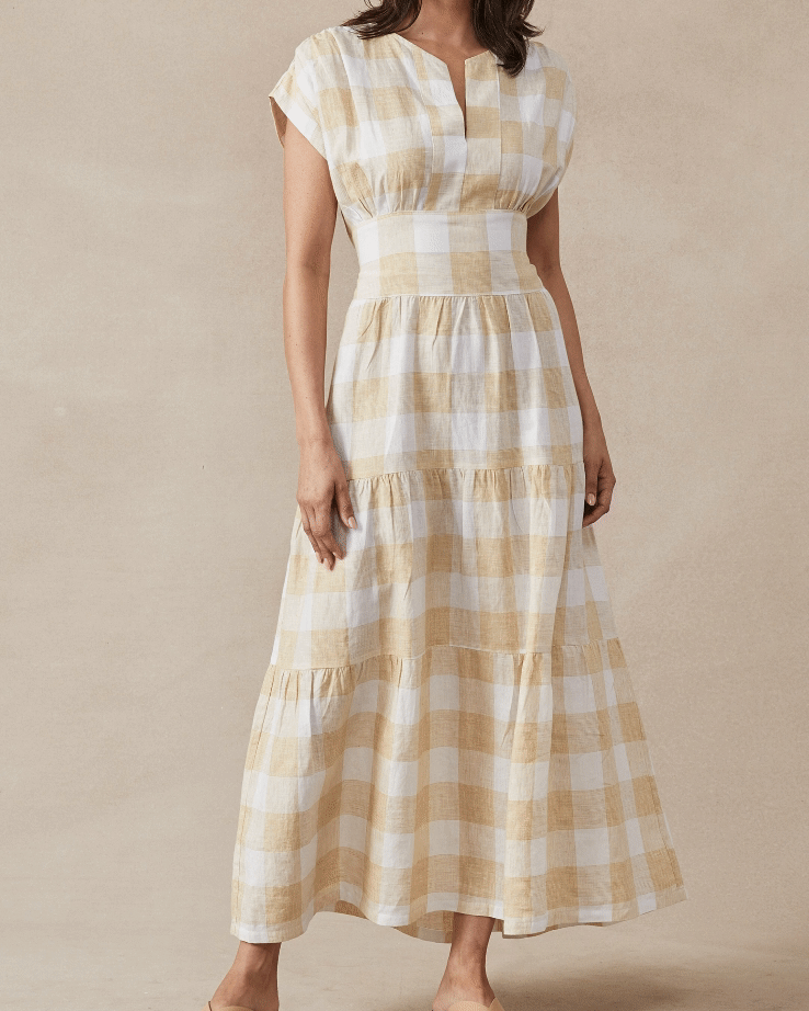 Sammy Dress Yellow Check - Size: XL