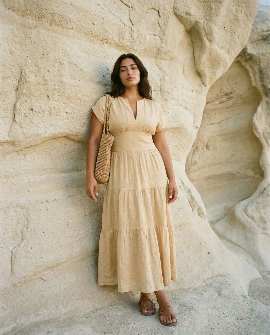Sammy Dress Gold (Pockets)