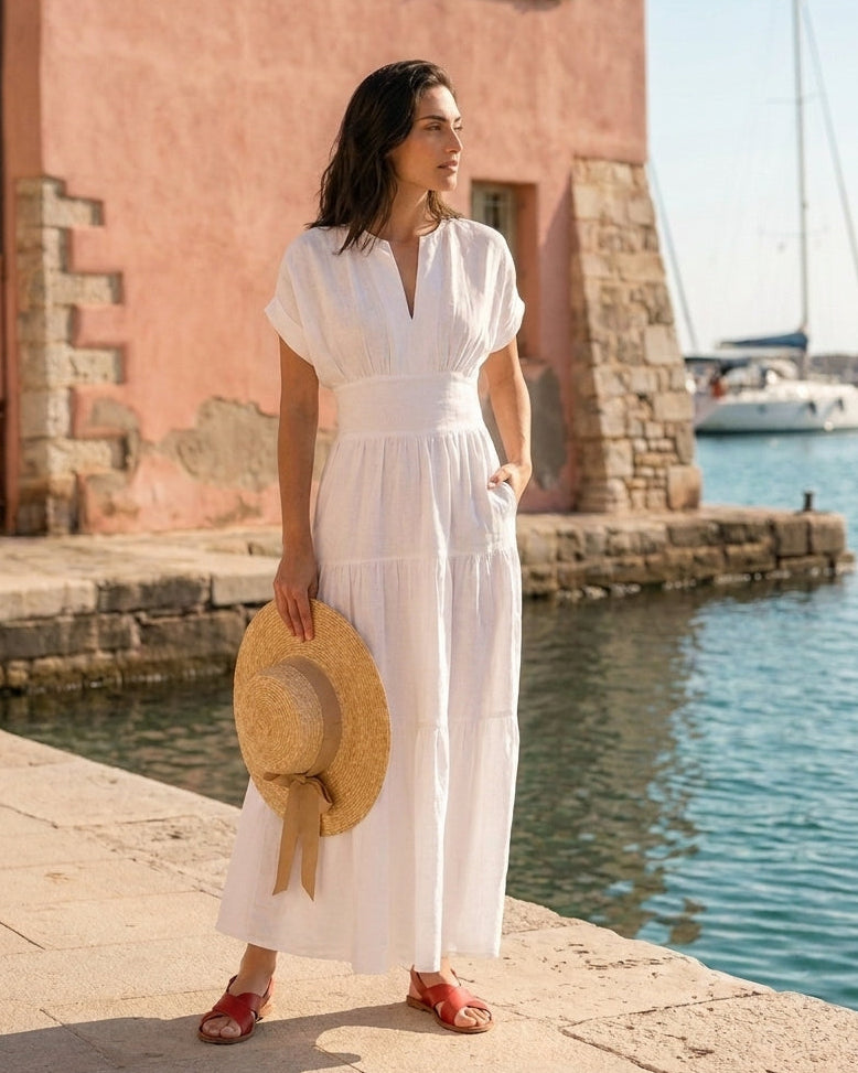 Sammy Dress White (Pockets)