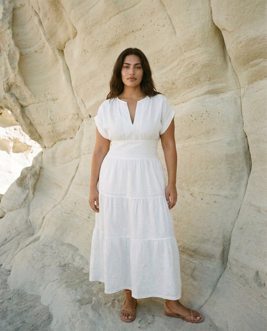 Sammy Dress White (Pockets)