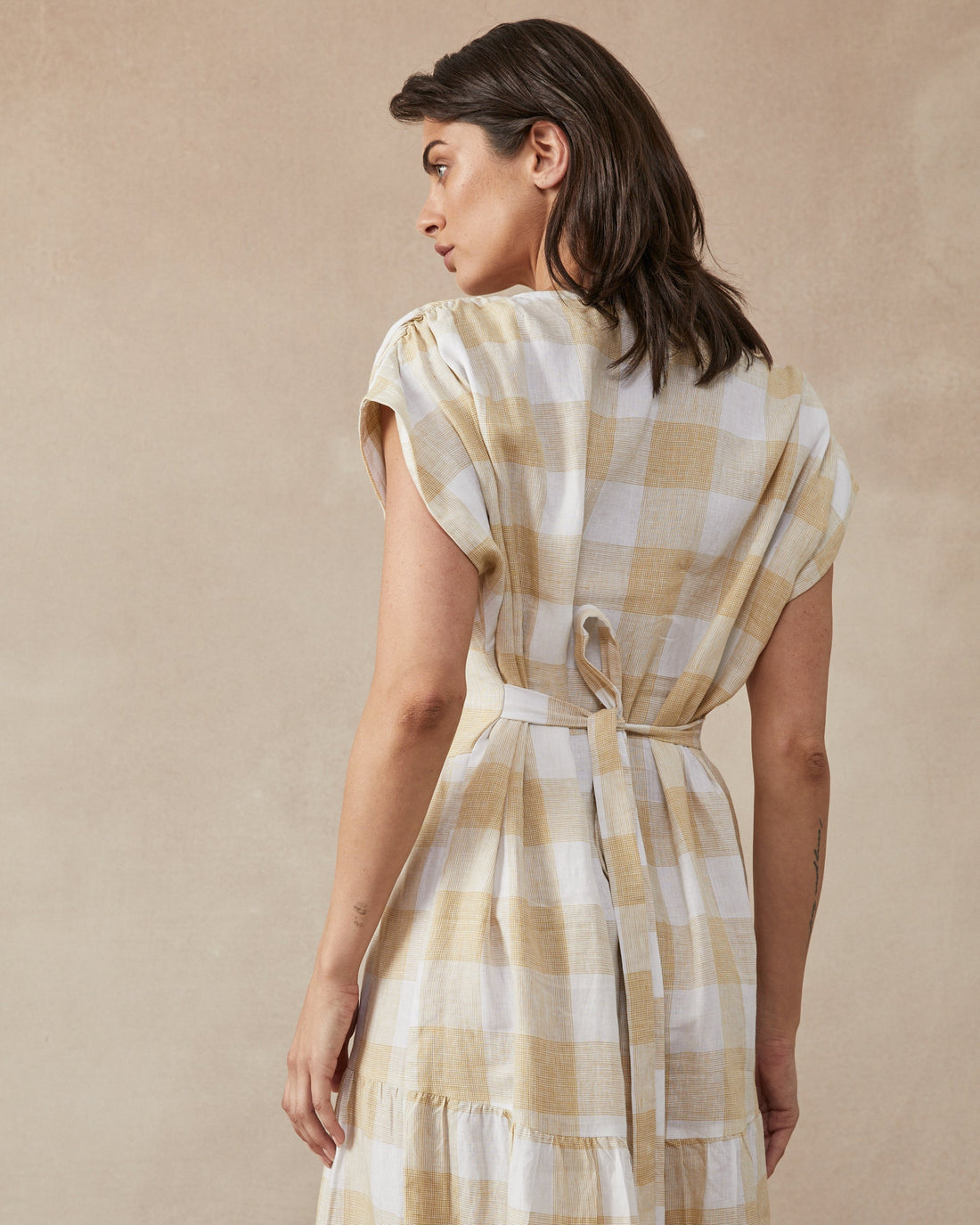 Sammy Dress Yellow Check - Size: XL