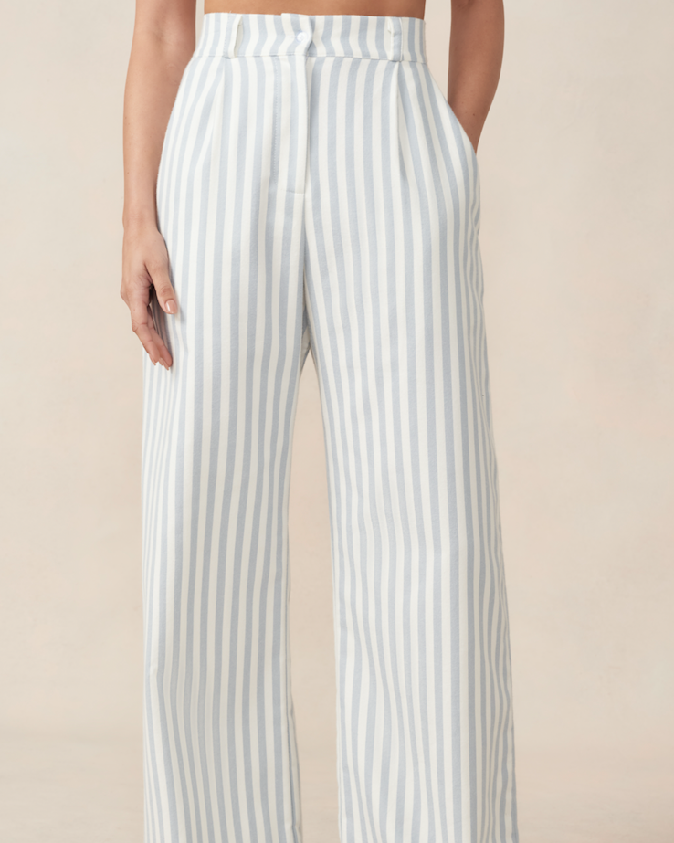 Poppy Pants Blue Stripe Sample - Size: S