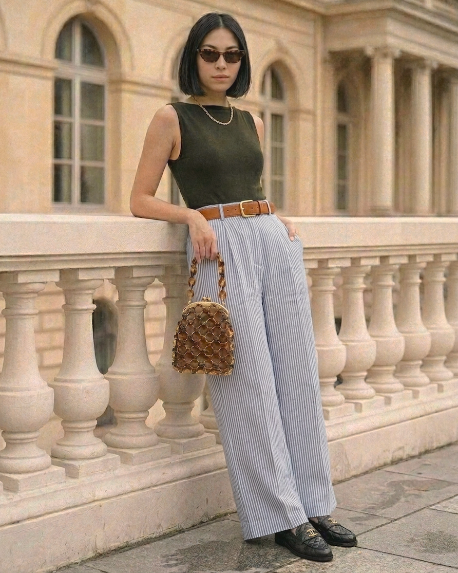 Poppy Pants Blue and White Stripe