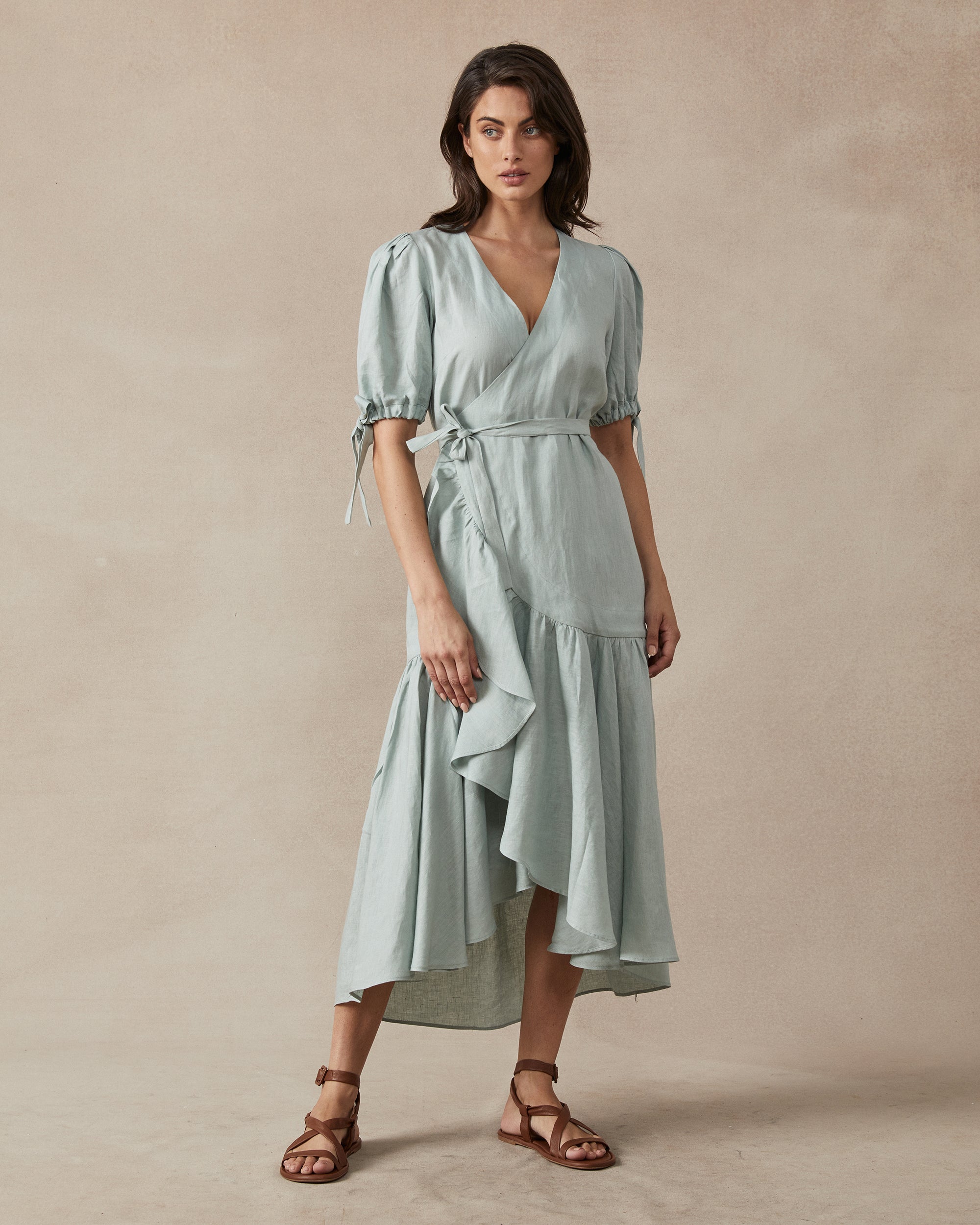 Sage wrap dress deals