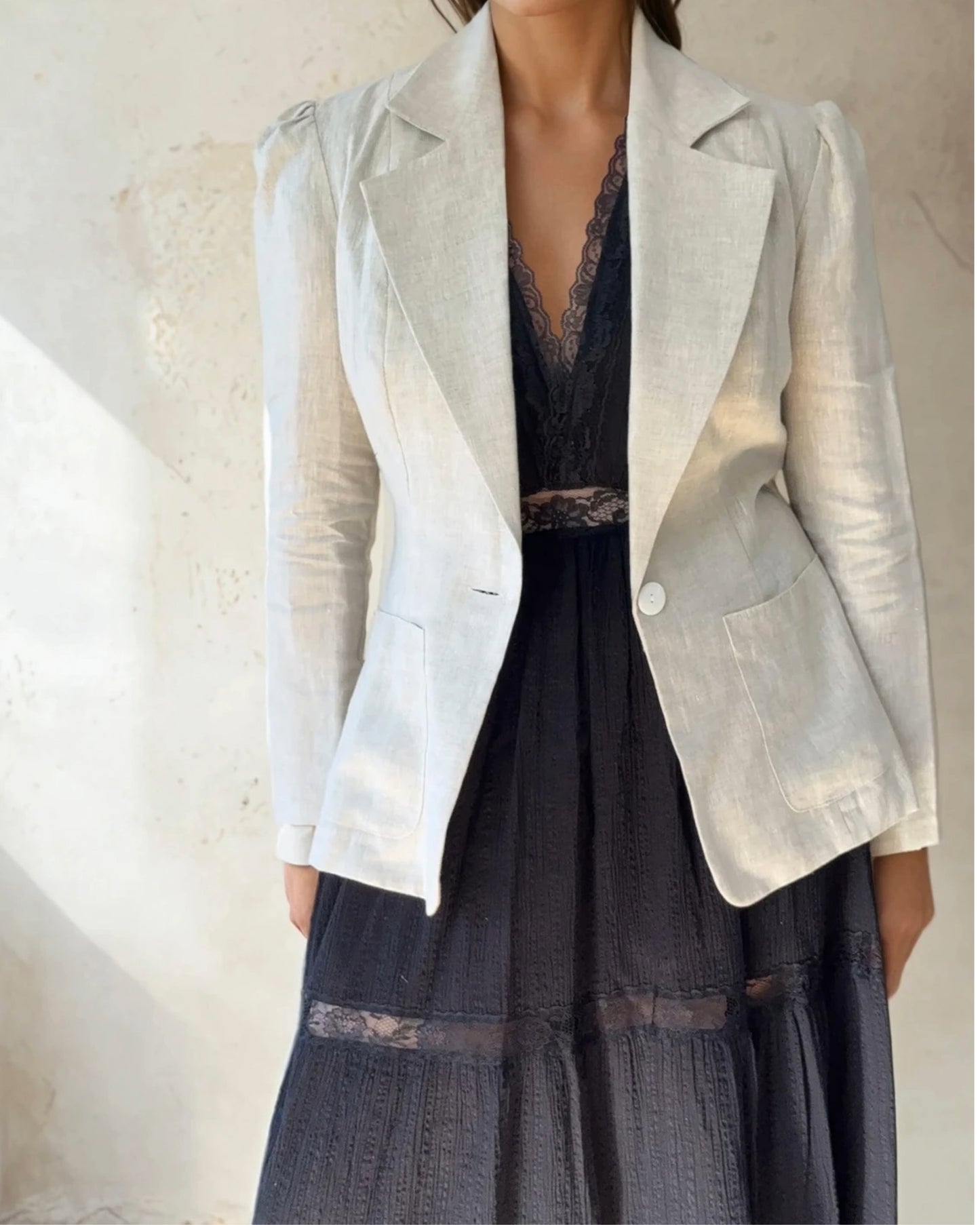 Henry Blazer Linen Beige