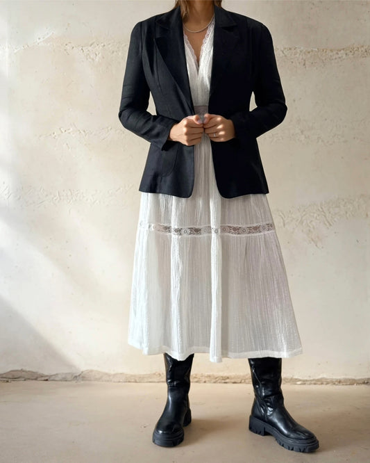 Henry Blazer Black Linen Sample - Size: S,M