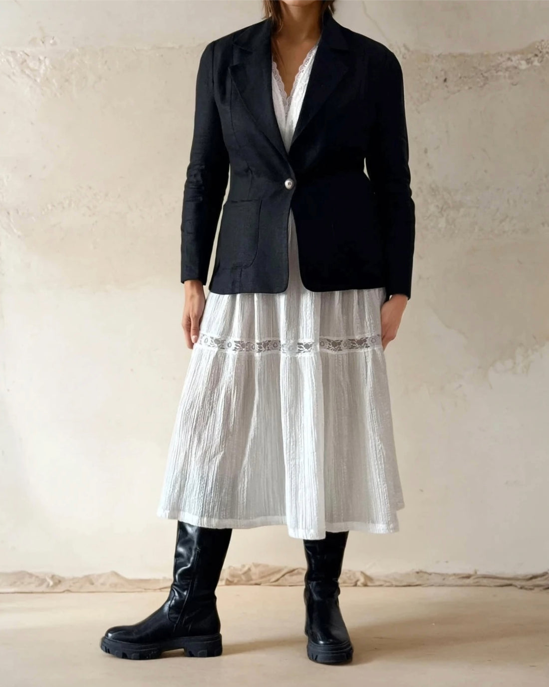 Henry Blazer Black Linen Sample - Size: S,M