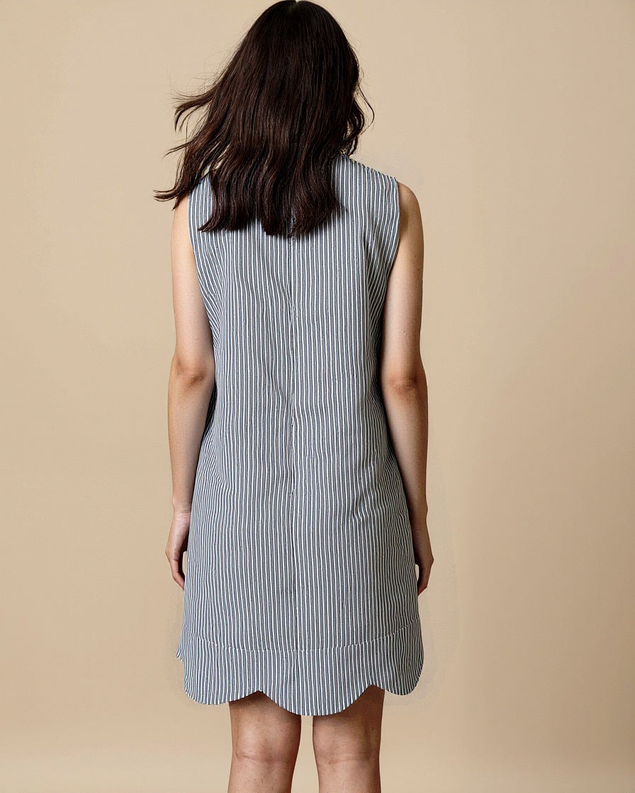 Daisy Dress Blue and White Stripe